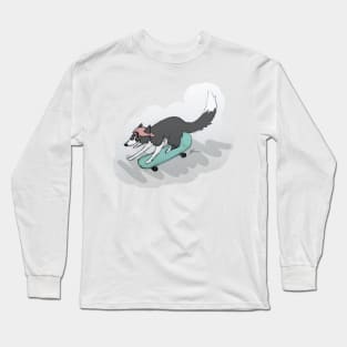 Cool collie skateboarding Long Sleeve T-Shirt